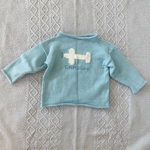 Blue Airplane Custom Name Carson Toddler Sweater